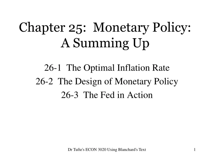 chapter 25 monetary policy a summing up