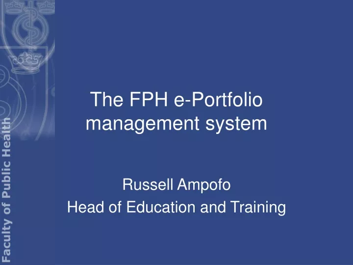 the fph e portfolio management system