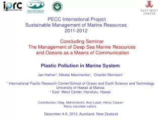 PECC International Project Sustainable Management of Marine Resources  2011-2012