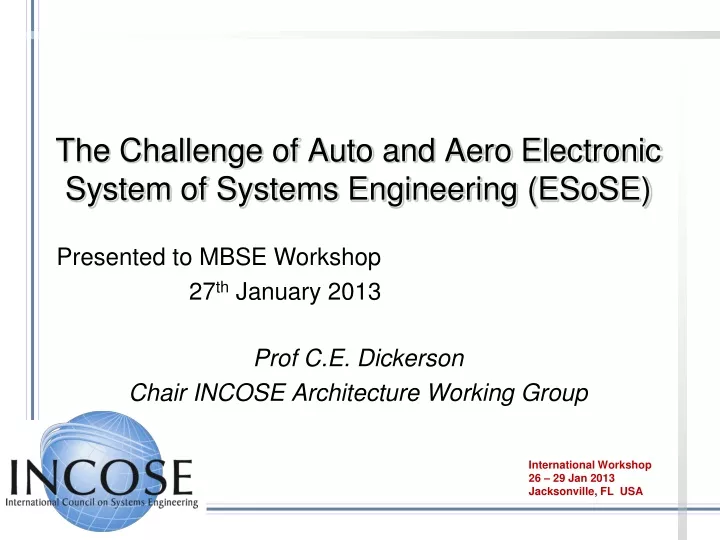 the challenge of auto and aero electronic system of systems engineering esose