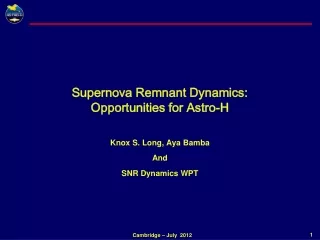 Supernova Remnant Dynamics:  Opportunities for Astro-H