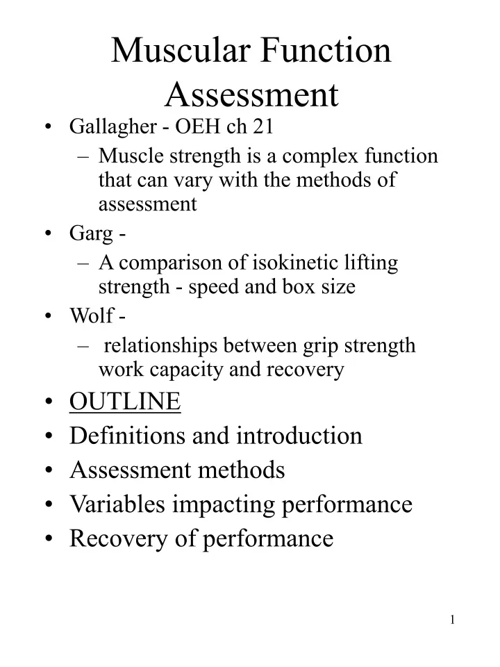 muscular function assessment