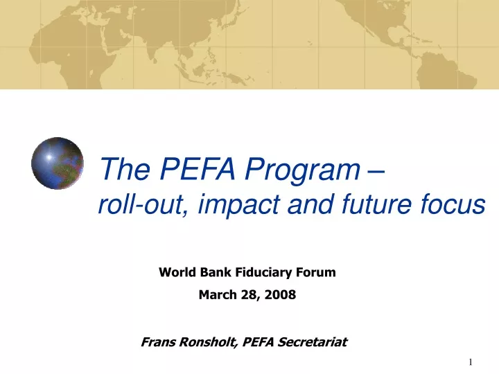 the pefa program roll out impact and future focus