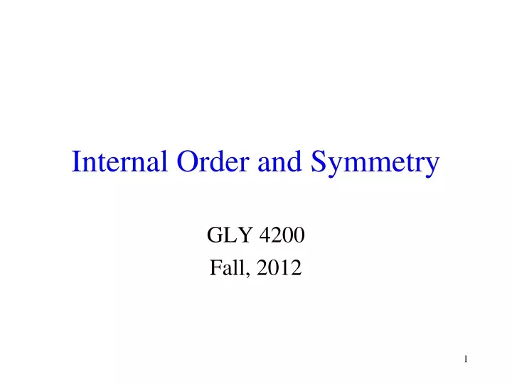internal order and symmetry