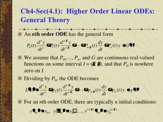 Ch4-Sec(4.1):  Higher Order Linear ODEs:  General Theory