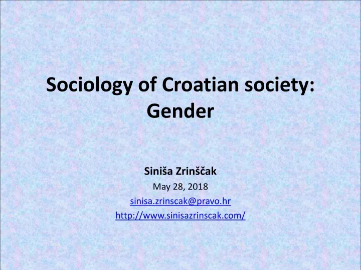 sociology of croatian society gender