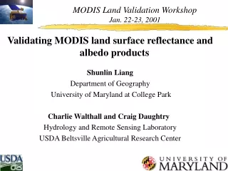 MODIS Land Validation Workshop Jan. 22-23, 2001