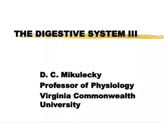 THE DIGESTIVE SYSTEM III