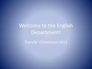 Welcome to the English Department!