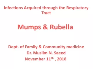 Infections Acquired through the Respiratory Tract Mumps &amp; Rubella