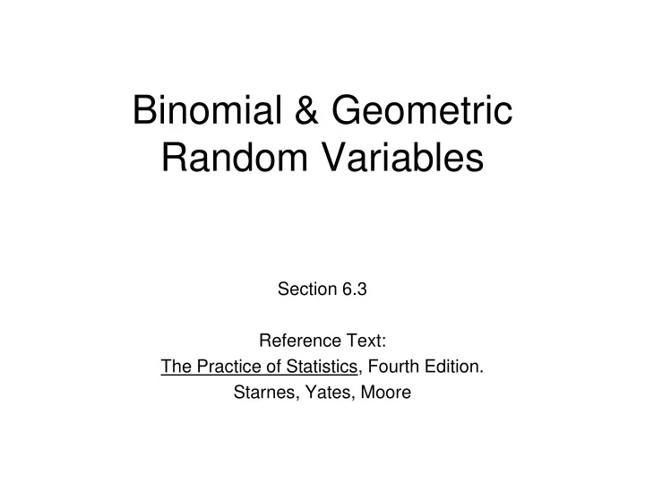 binomial geometric random variables