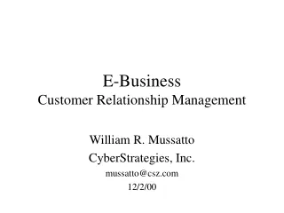 E-Business Customer Relationship Management