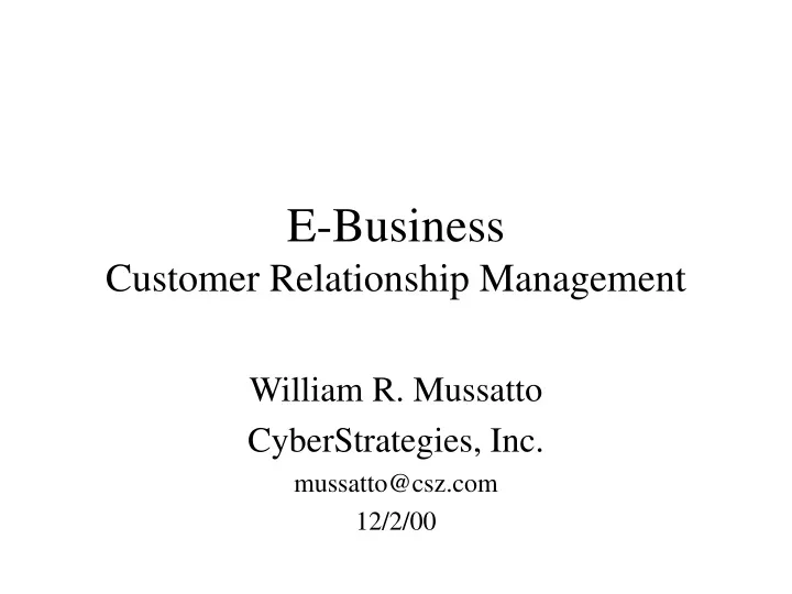 e business customer relationship management