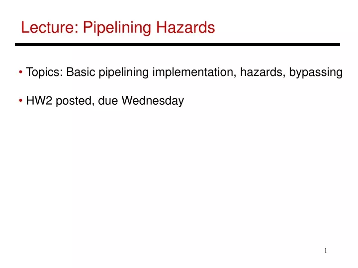 lecture pipelining hazards