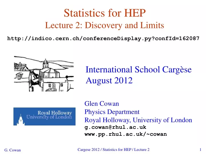 statistics for hep lecture 2 discovery and limits