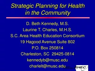 Strategic Planning for Health in the Community