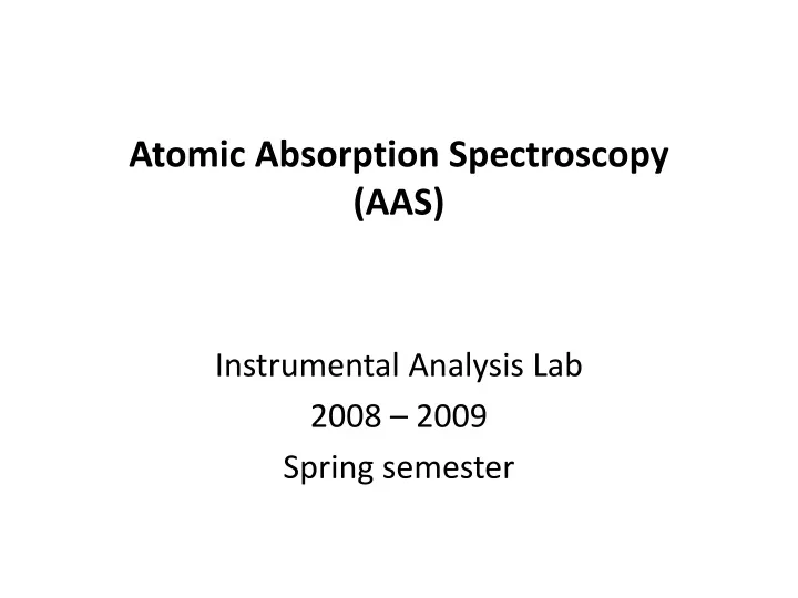 atomic absorption spectroscopy aas