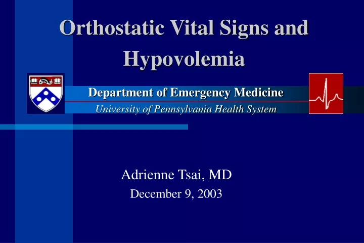 orthostatic vital signs and hypovolemia