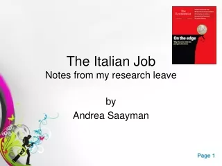 The Italian Job  Notes from my research leave