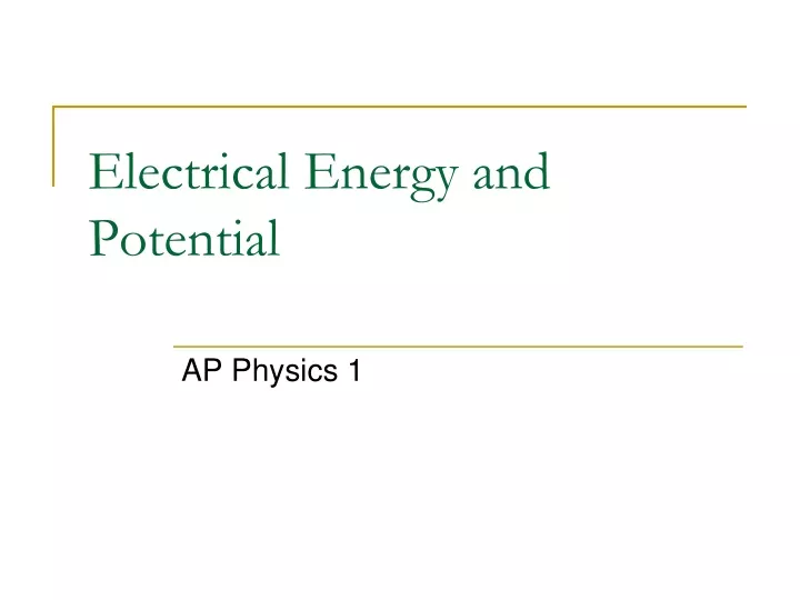 electrical energy and potential