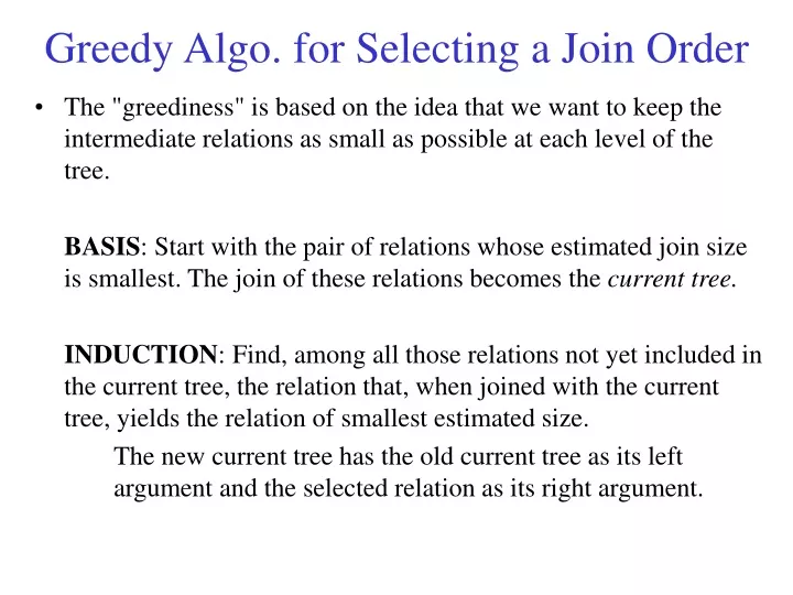 greedy algo for selecting a join order