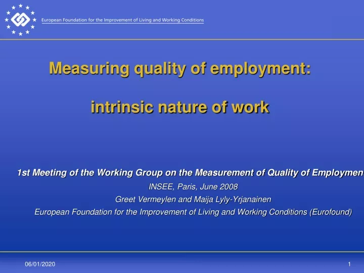 measuring quality of employment intrinsic nature of work