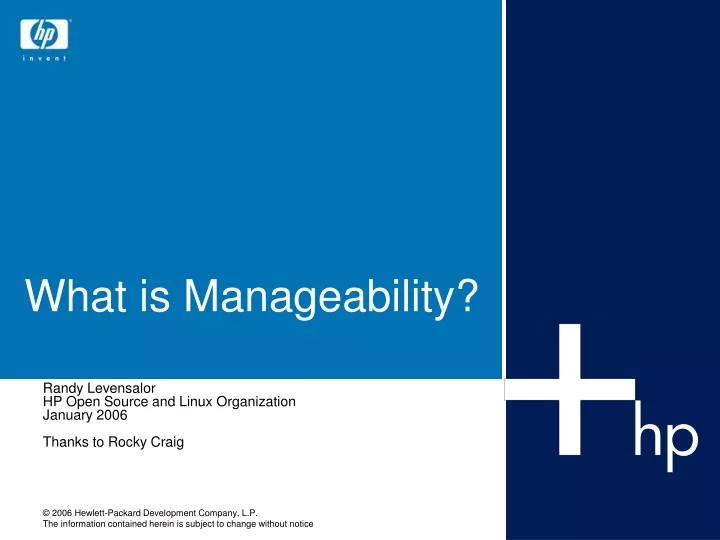 what is manageability