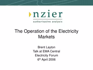 The Operation of the Electricity Markets