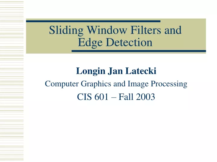 sliding window filters and edge detection