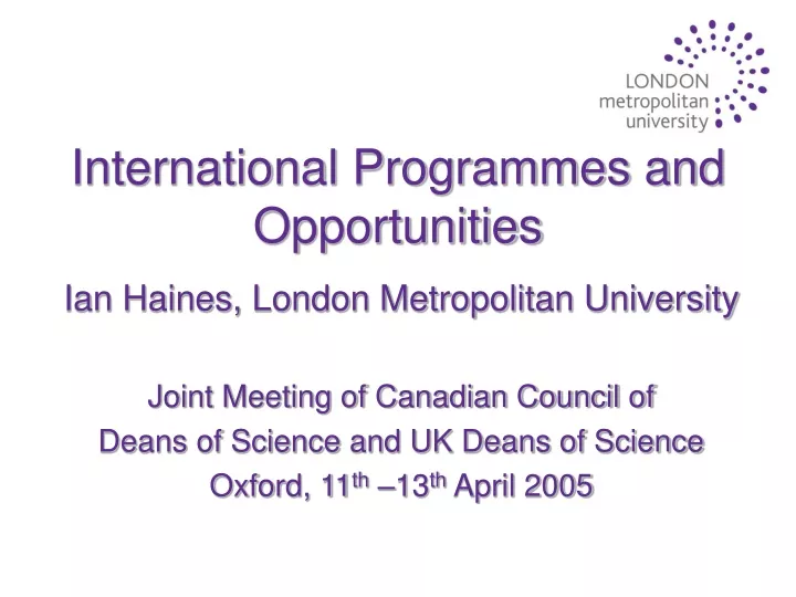 international programmes and opportunities