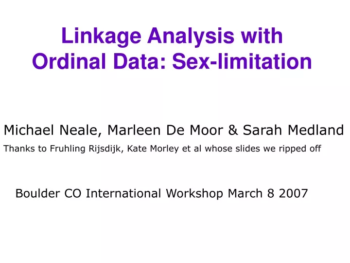 linkage analysis with ordinal data sex limitation