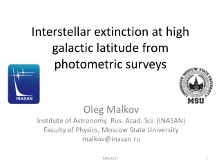 Interstellar extinction at high galactic latitude from photometric surveys