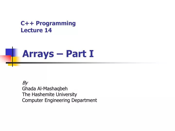 c programming lecture 14 arrays part i