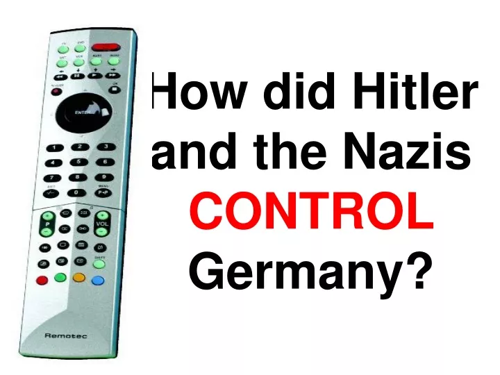 how did hitler and the nazis control germany