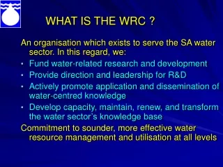 WHAT IS THE WRC ?
