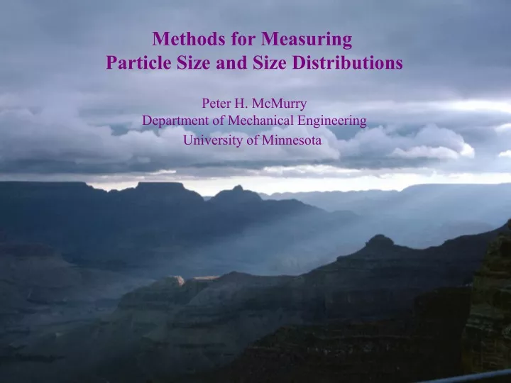methods for measuring particle size and size