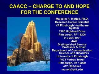 CAACC – CHARGE TO AND HOPE FOR THE CONFERENCE