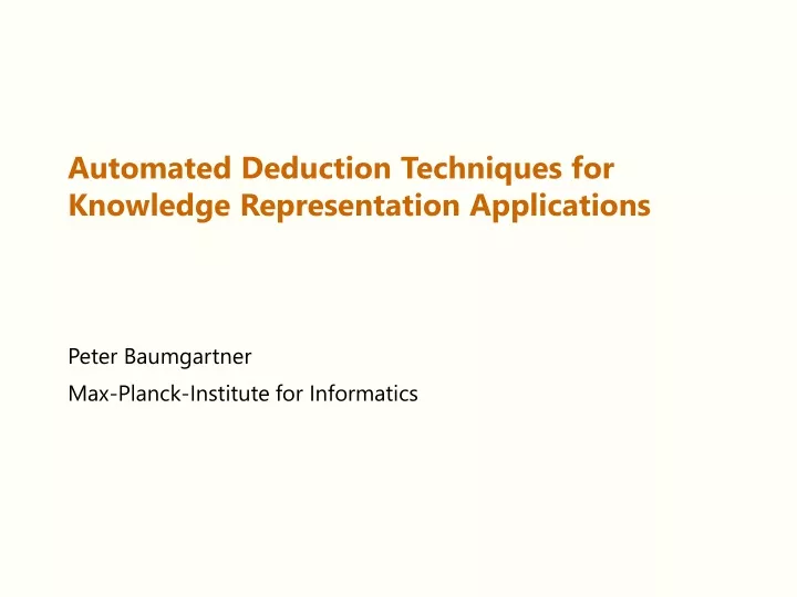 automated deduction techniques for knowledge representation applications
