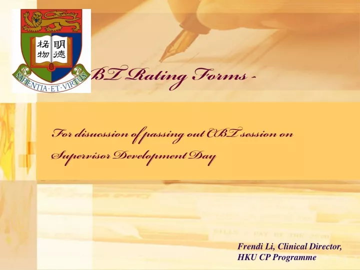 cbt rating forms for disucssion of passing out cbt session on supervisor development day