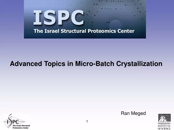 advanced topics in micro batch crystallization