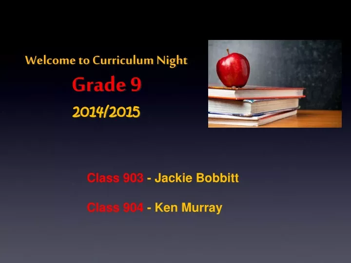 welcome to curriculum night grade 9 2014 2015