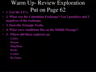 Warm Up- Review Exploration Put on Page 62