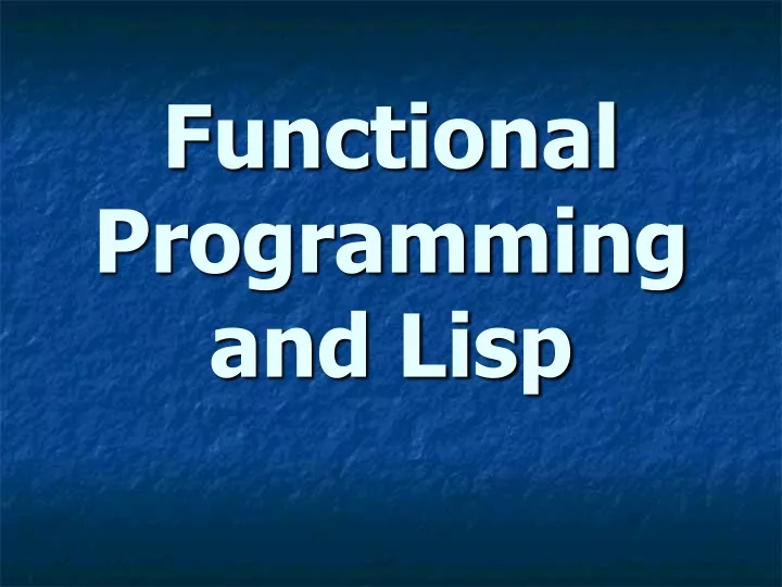 functional programming and lisp