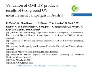 June 2008  | Department of Water, Atmosphere and Environment | Institute of Meteorology