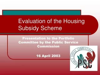 Evaluation of the Housing Subsidy Scheme