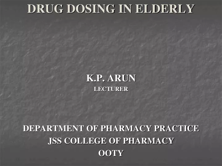 drug dosing in elderly