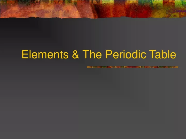 elements the periodic table