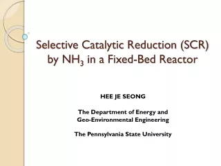 Selective Catalytic Reduction (SCR) by NH 3  in a Fixed-Bed Reactor
