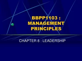 BBPP1103 : MANAGEMENT PRINCIPLES