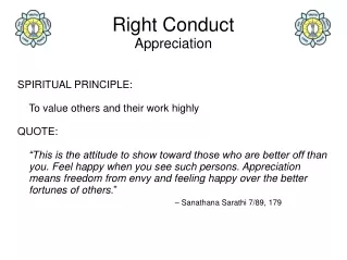 Right Conduct Appreciation